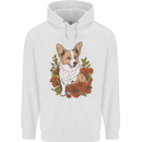 Corgi Dog With Flowers Mens 80% Cotton Hoodie White