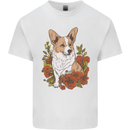 Corgi Dog With Flowers Mens Cotton T-Shirt Tee Top White
