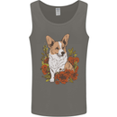 Corgi Dog With Flowers Mens Vest Tank Top Charcoal