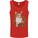 Corgi Dog With Flowers Mens Vest Tank Top Red