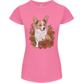 Corgi Dog With Flowers Womens Petite Cut T-Shirt Azalea