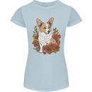 Corgi Dog With Flowers Womens Petite Cut T-Shirt Light Blue