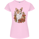 Corgi Dog With Flowers Womens Petite Cut T-Shirt Light Pink