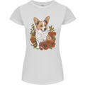 Corgi Dog With Flowers Womens Petite Cut T-Shirt White