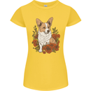 Corgi Dog With Flowers Womens Petite Cut T-Shirt Yellow