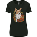 Corgi Dog With Flowers Womens Wider Cut T-Shirt Black