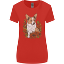 Corgi Dog With Flowers Womens Wider Cut T-Shirt Red