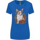 Corgi Dog With Flowers Womens Wider Cut T-Shirt Royal Blue