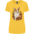 Corgi Dog With Flowers Womens Wider Cut T-Shirt Yellow
