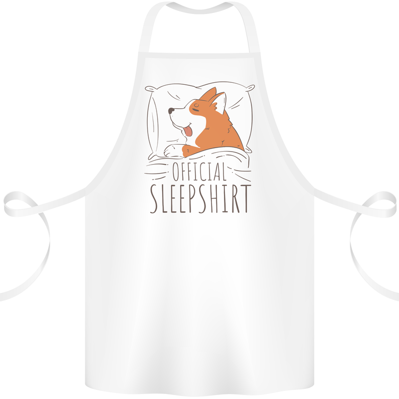 Corgi Sleeping Dog Cotton Apron 100% Organic White