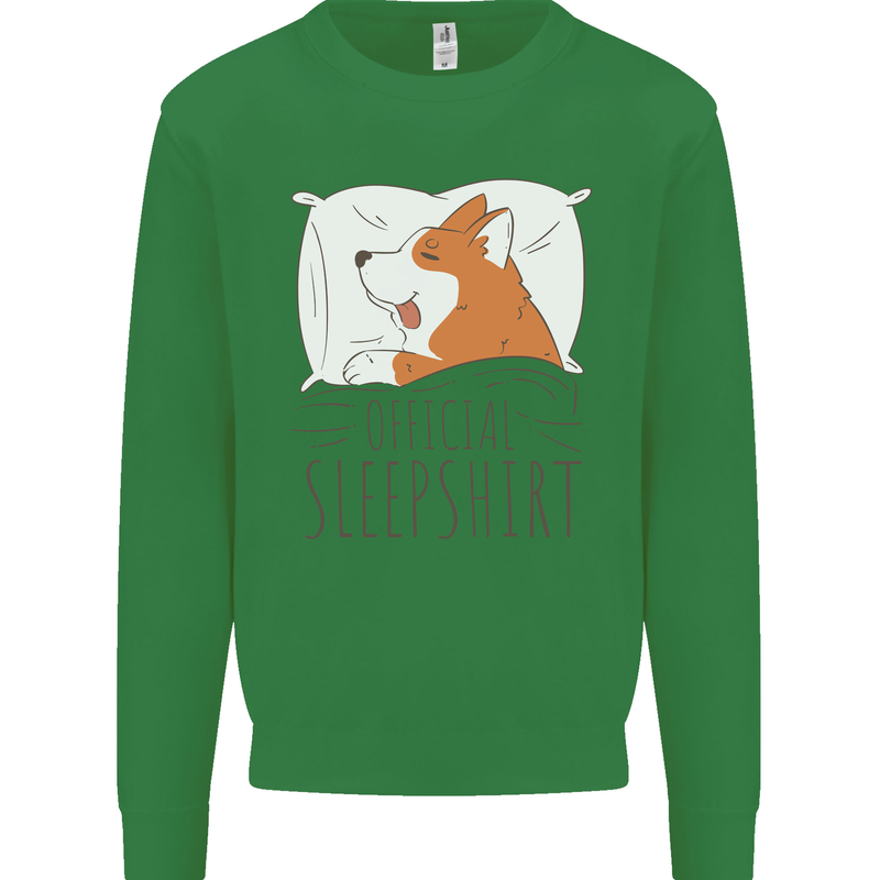 Corgi Sleeping Dog Kids Sweatshirt Jumper Irish Green