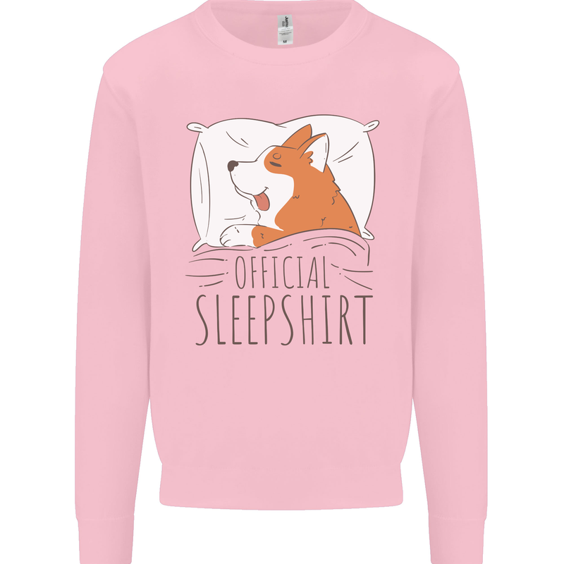 Corgi Sleeping Dog Kids Sweatshirt Jumper Light Pink