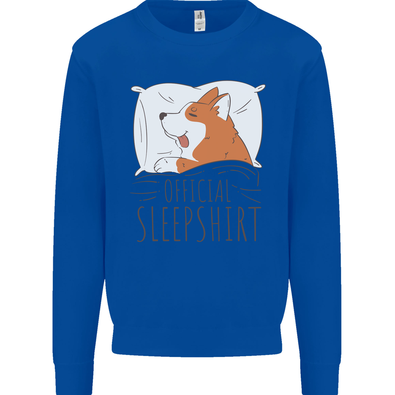 Corgi Sleeping Dog Kids Sweatshirt Jumper Royal Blue