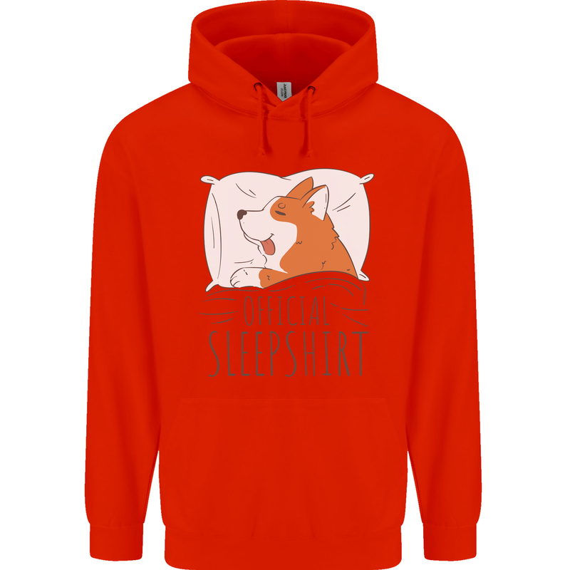 Corgi Sleeping Dog Mens 80% Cotton Hoodie Bright Red