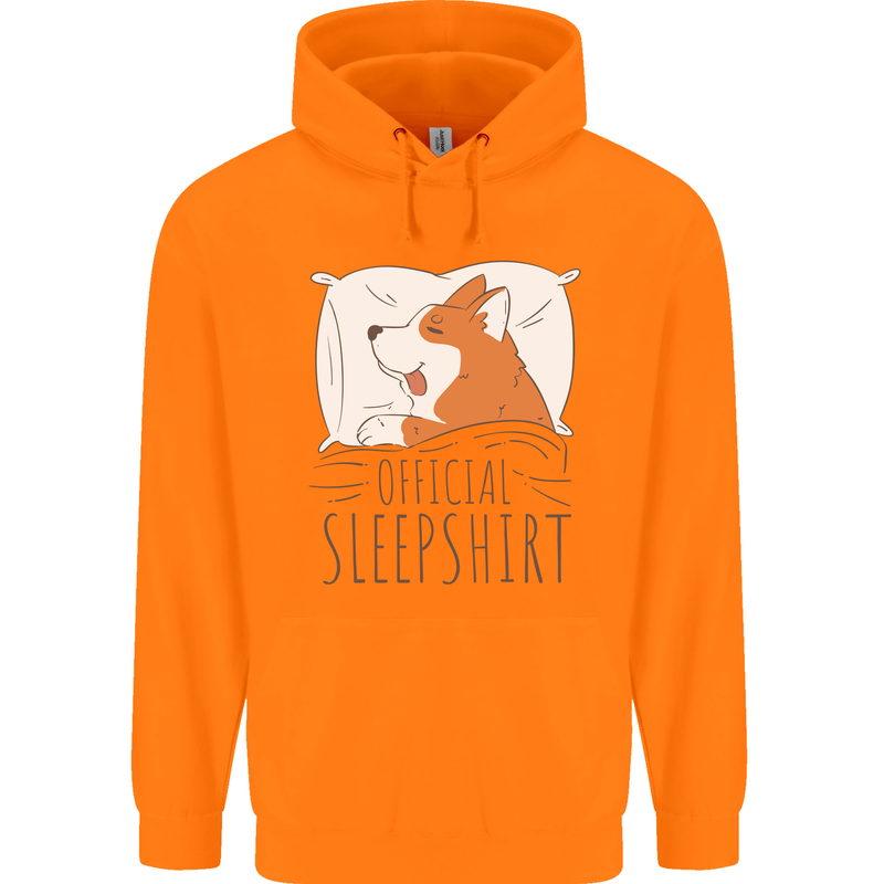 Corgi Sleeping Dog Mens 80% Cotton Hoodie Orange