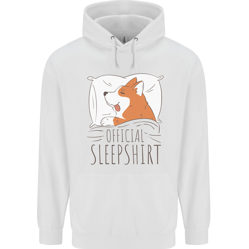 Corgi Sleeping Dog Mens 80% Cotton Hoodie White