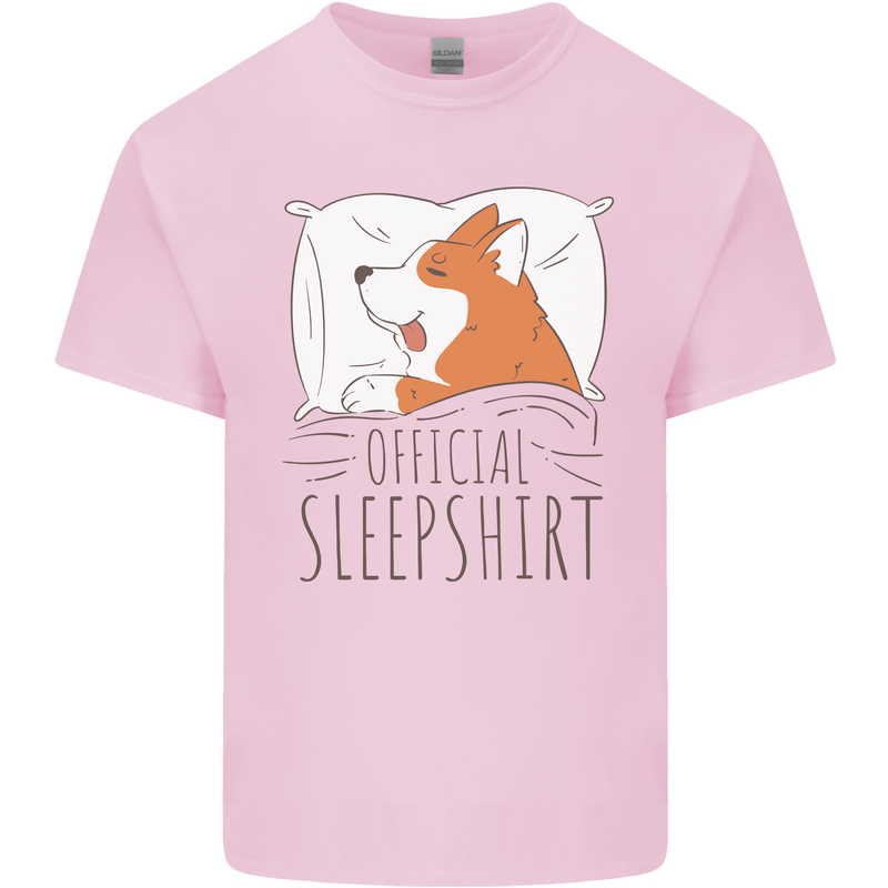 Corgi Sleeping Dog Mens Cotton T-Shirt Tee Top Light Pink