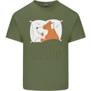 Corgi Sleeping Dog Mens Cotton T-Shirt Tee Top Military Green