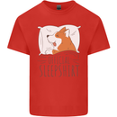 Corgi Sleeping Dog Mens Cotton T-Shirt Tee Top Red