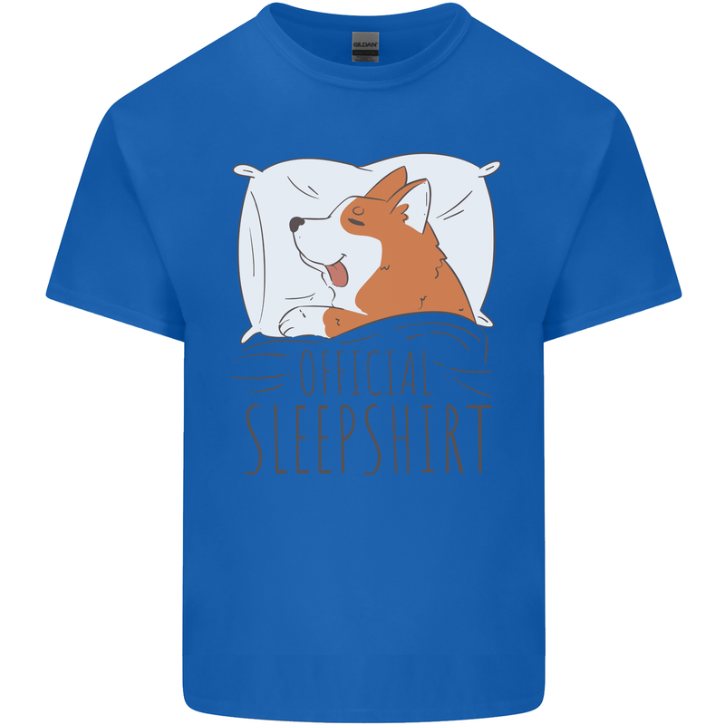 Corgi Sleeping Dog Mens Cotton T-Shirt Tee Top Royal Blue