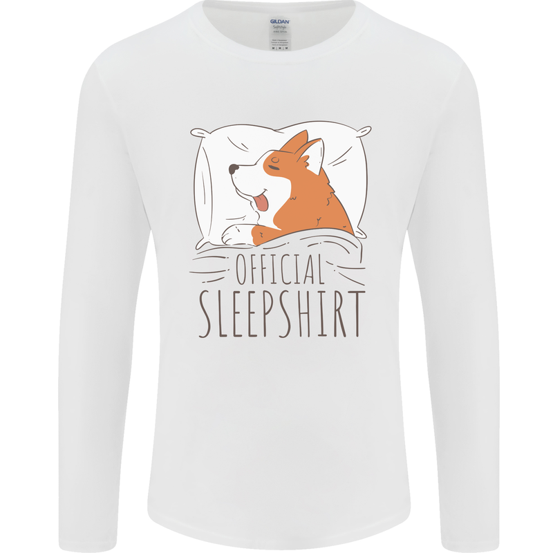 Corgi Sleeping Dog Mens Long Sleeve T-Shirt White