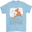 Corgi Sleeping Dog Mens T-Shirt 100% Cotton Light Blue