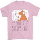 Corgi Sleeping Dog Mens T-Shirt 100% Cotton Light Pink