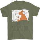 Corgi Sleeping Dog Mens T-Shirt 100% Cotton Military Green