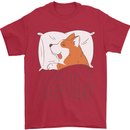 Corgi Sleeping Dog Mens T-Shirt 100% Cotton Red