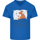 Corgi Sleeping Dog Mens V-Neck Cotton T-Shirt Royal Blue