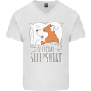 Corgi Sleeping Dog Mens V-Neck Cotton T-Shirt White