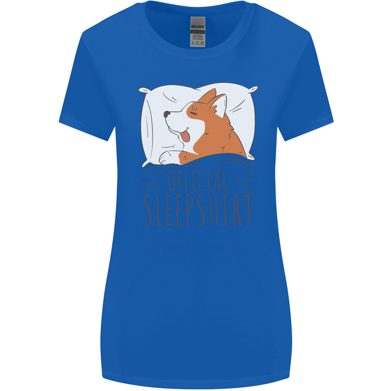 Corgi Sleeping Dog Womens Wider Cut T-Shirt Royal Blue
