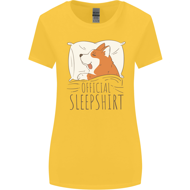 Corgi Sleeping Dog Womens Wider Cut T-Shirt Yellow