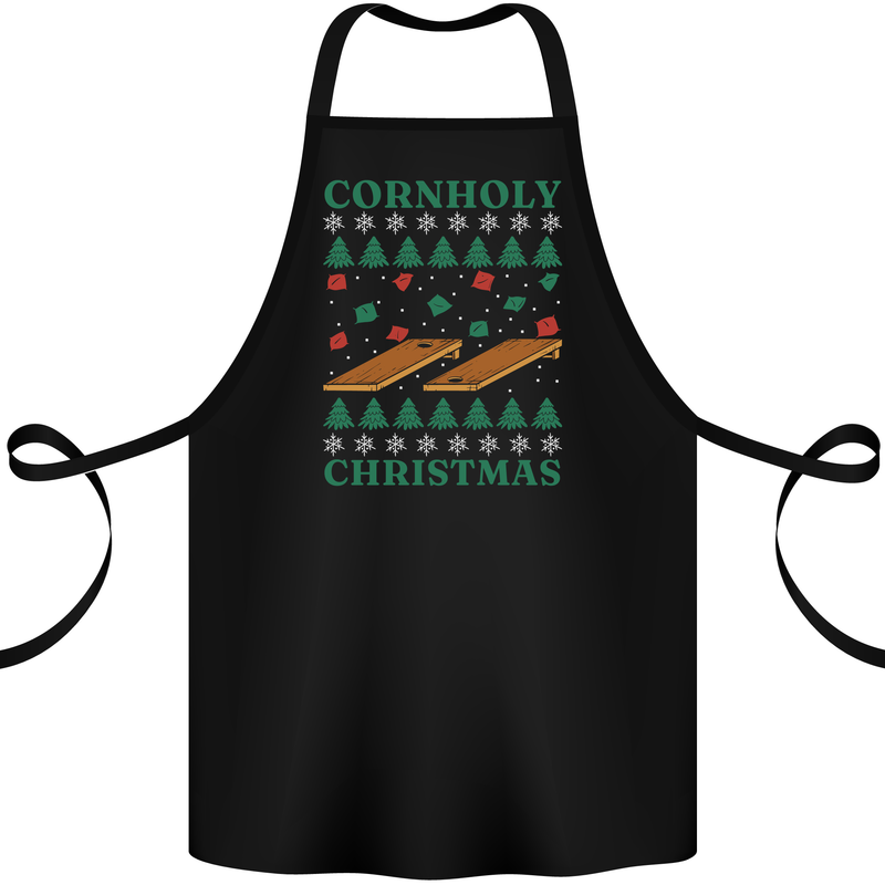 Cornholy Christmas Cornhole Xmas Cotton Apron 100% Organic Black