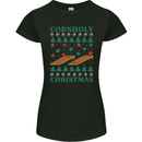 Cornholy Christmas Cornhole Xmas Womens Petite Cut T-Shirt Black