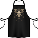 Cosmic Skull With Wings Cotton Apron 100% Organic Black