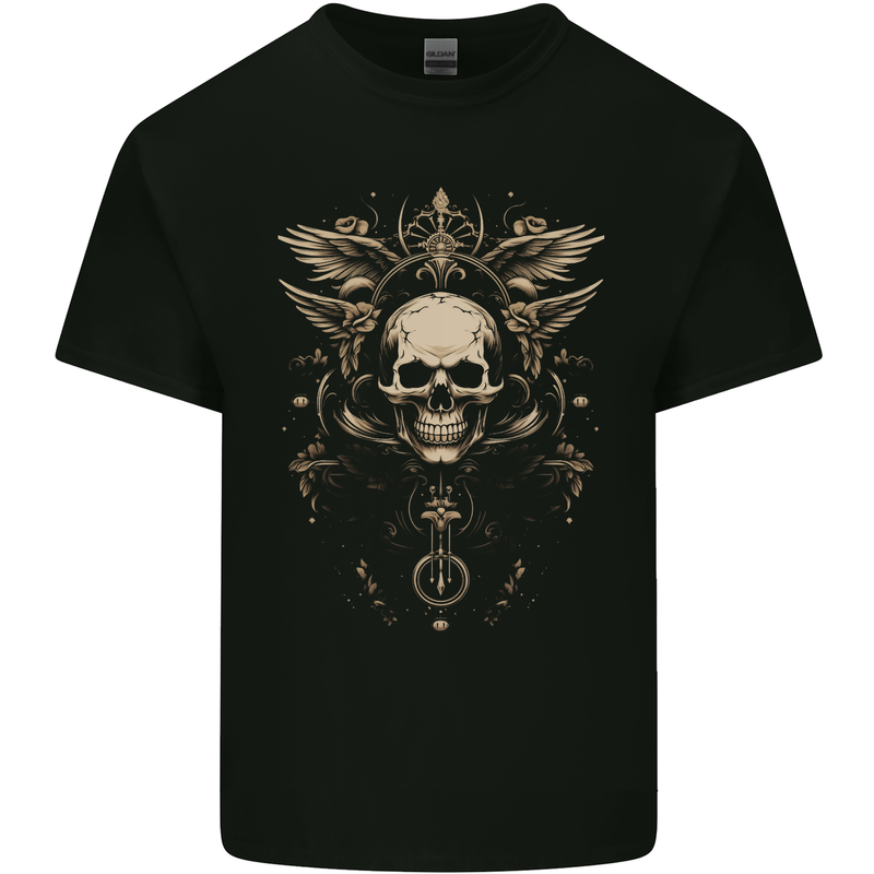 Cosmic Skull With Wings Kids T-Shirt Childrens Black