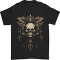 Cosmic Skull With Wings Mens T-Shirt 100% Cotton Black