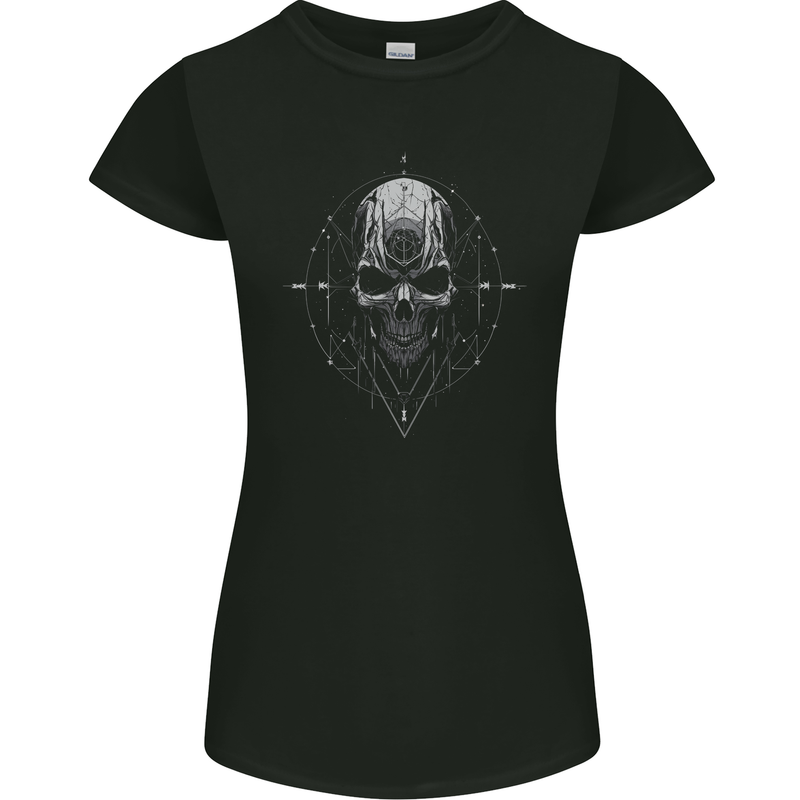 Cosmic Skull Womens Petite Cut T-Shirt Black