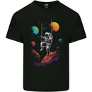 Cosmic Swing Fantasy Astronaut in Space Planets Mens Cotton T-Shirt Tee Top Black