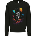 Cosmic Swing Fantasy Astronaut in Space Planets Mens Sweatshirt Jumper Black