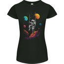 Cosmic Swing Fantasy Astronaut in Space Planets Womens Petite Cut T-Shirt Black
