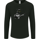 Country & Western  Music Cat Acoustic Guitar Mens Long Sleeve T-Shirt Black