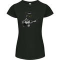 Country & Western  Music Cat Acoustic Guitar Womens Petite Cut T-Shirt Black