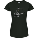 Country & Western  Music Cat Acoustic Guitar Womens Petite Cut T-Shirt Black