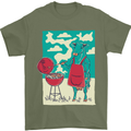 Cow BBQ Funny Grilling Food Mens T-Shirt 100% Cotton Military Green