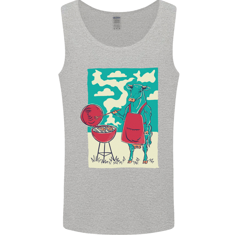 Cow BBQ Funny Grilling Food Mens Vest Tank Top Sports Grey