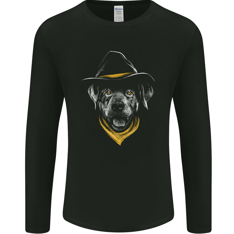Cowboy Dog Mens Long Sleeve T-Shirt Black
