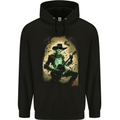 Cowboy Rock Skull Country Music Guitar Mens 80% Cotton Hoodie Black