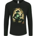 Cowboy Rock Skull Country Music Guitar Mens Long Sleeve T-Shirt Black